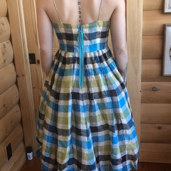 Tracey Reese Linen Plaid Dress with crinoline - Picture 2 of 4